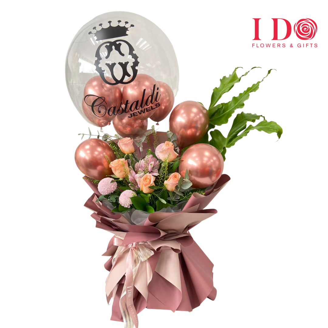 Congratulatory Bouquet Table Floral with Customised Balloon AGP 55