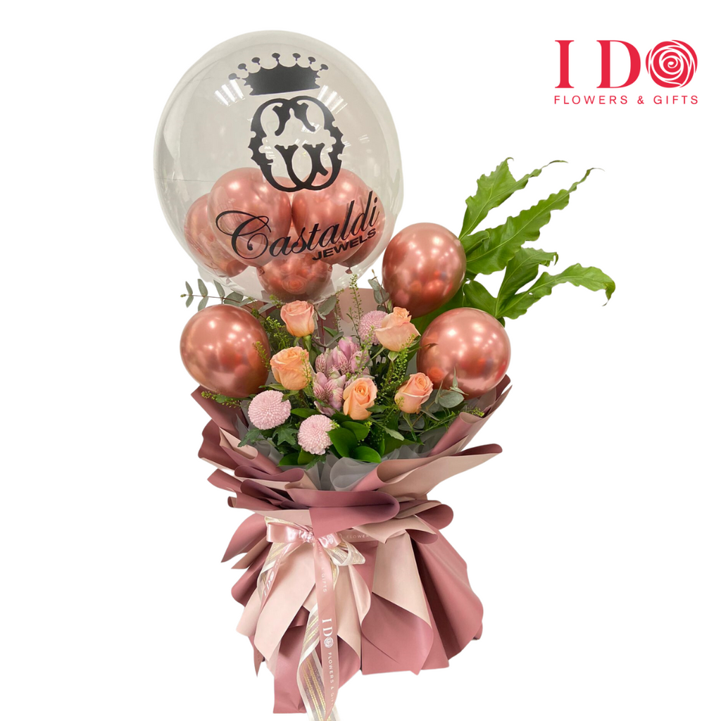 Congratulatory Bouquet Table Floral with Customised Balloon AGP 55 I