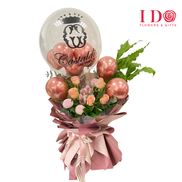 Congratulatory Bouquet Table Floral with Customised Balloon AGP 55
