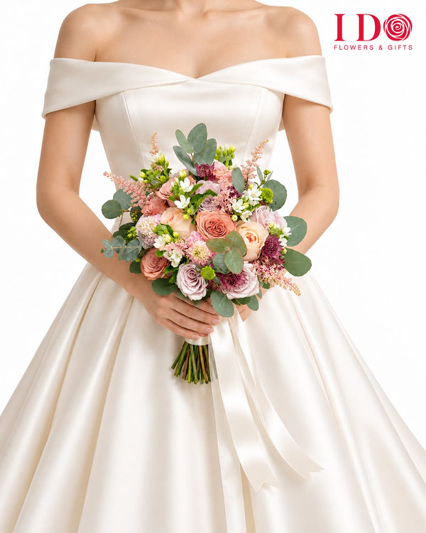 Peach Rose Romance Bridal Bouquet AWD26