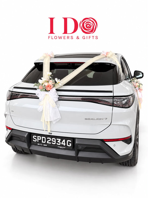 Pastel Garden Wedding Car Decoration AWD22