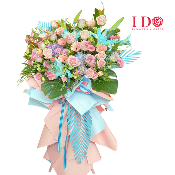 Blooming Pink Modern Congratulatory Tripod Stand AGP56