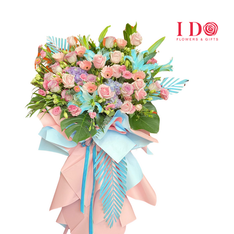 Blooming Pink Modern  Congratulatory Tripod Stand AGP56