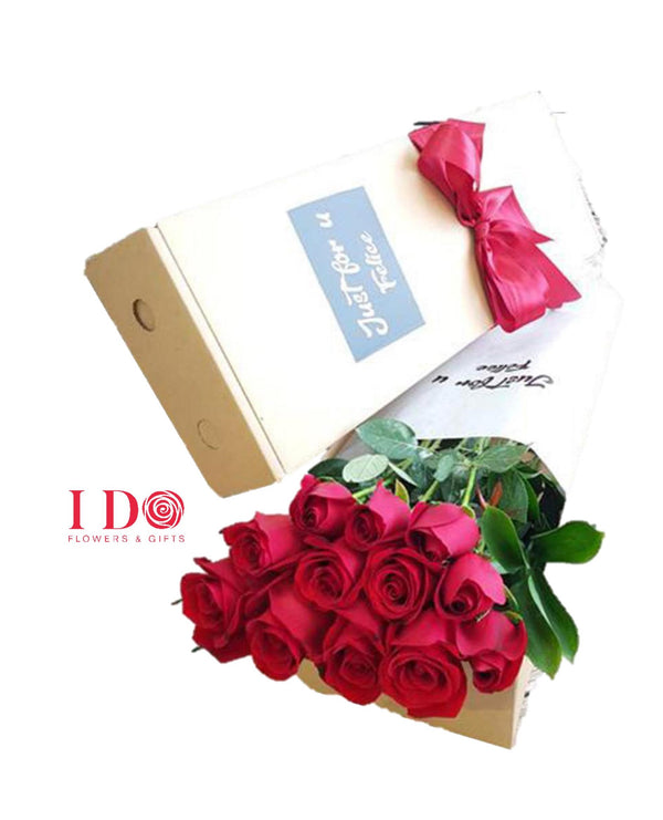 BRIGHT RED  ROSES GIFT BOX ABX02