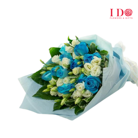 True Blue Romantic Blue Rose Bouquet AHB 13