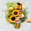 Graduation Bouquet with Sunflowers and Graduation Bear AGB 3