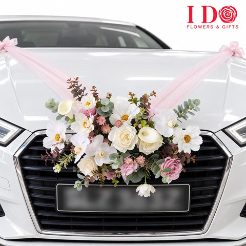 Blush Romance Wedding Car Decoration AWD21