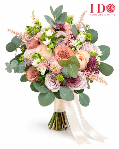 Peach Rose Romance Bridal Bouquet AWD26