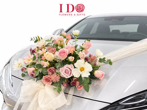 Pastel Garden Wedding Car Decoration AWD22
