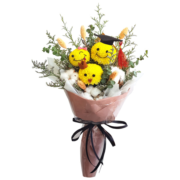 Emoji Graduation Flowers Bouquet (Real Flowers)