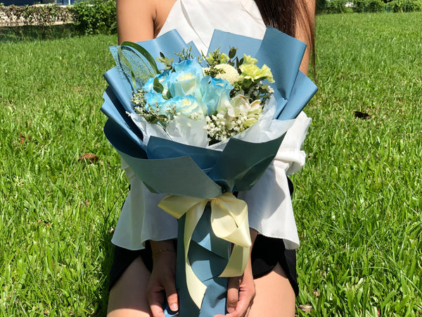 Blue Roses Hand Bouquet