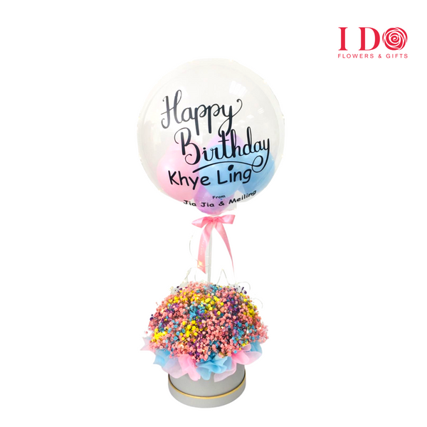 Customized Balloon with Baby Breath Arrangement ABP09